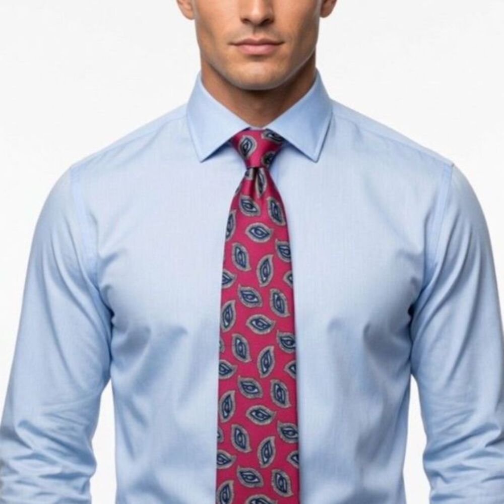 Robert Talbott Men's Red Gray Black Abstract Print 100% Silk Tie